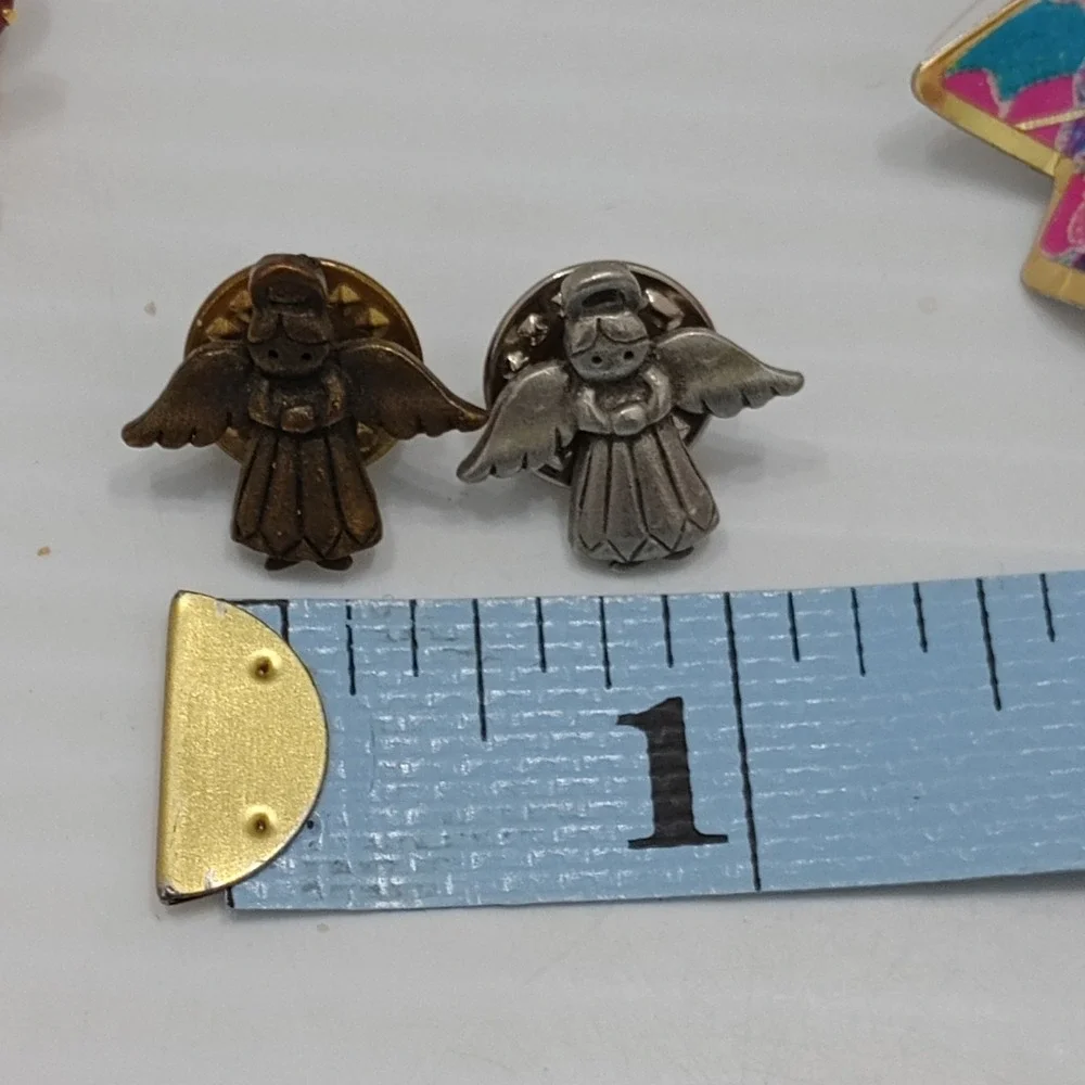 Vintage Angel Pin Lot JJ Rhinestone‎ Brooch Charms Gold Tone